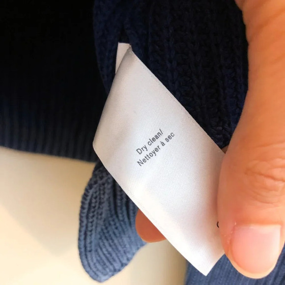 Rag & Bone Navy Cotton Blend Knit Cold Shoulder Navy Crew Neck Sweater FLAWED - Picture 8 of 9